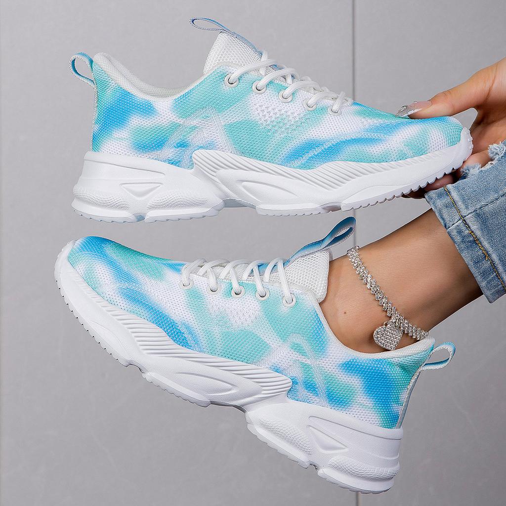 Новые повседневные спортивные одинарные туфли с цветочным принтом, женская модная плоская одинарная обувь большого размера с деформированным носком, на шнуровке, повседневная