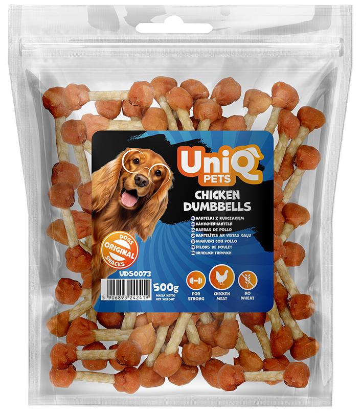 Uniq Pets Dog Treats Chewy 500G Dumbbells with Chicken