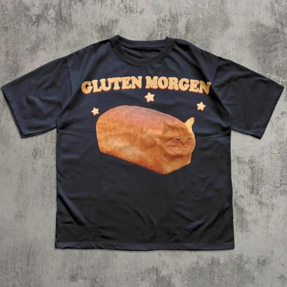 Gluten Morgen Funny Cat meme T-Shirt, Silly Cats Shirt, Kitten Tee, Gift for Cat