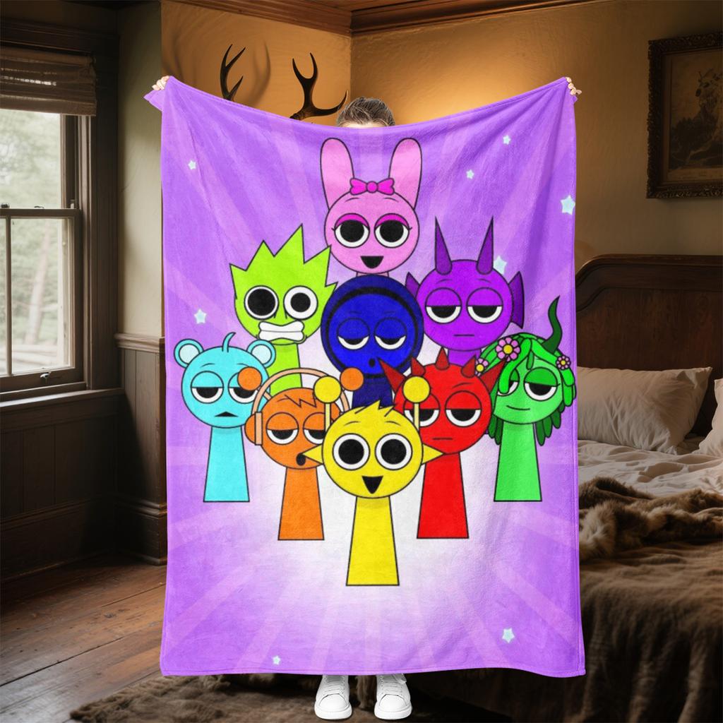 Sprunki Characters Plush Blanket Soft Comfortable All Seasons Perfect Gift Couch Office Nap Outdoor Travel Blanket