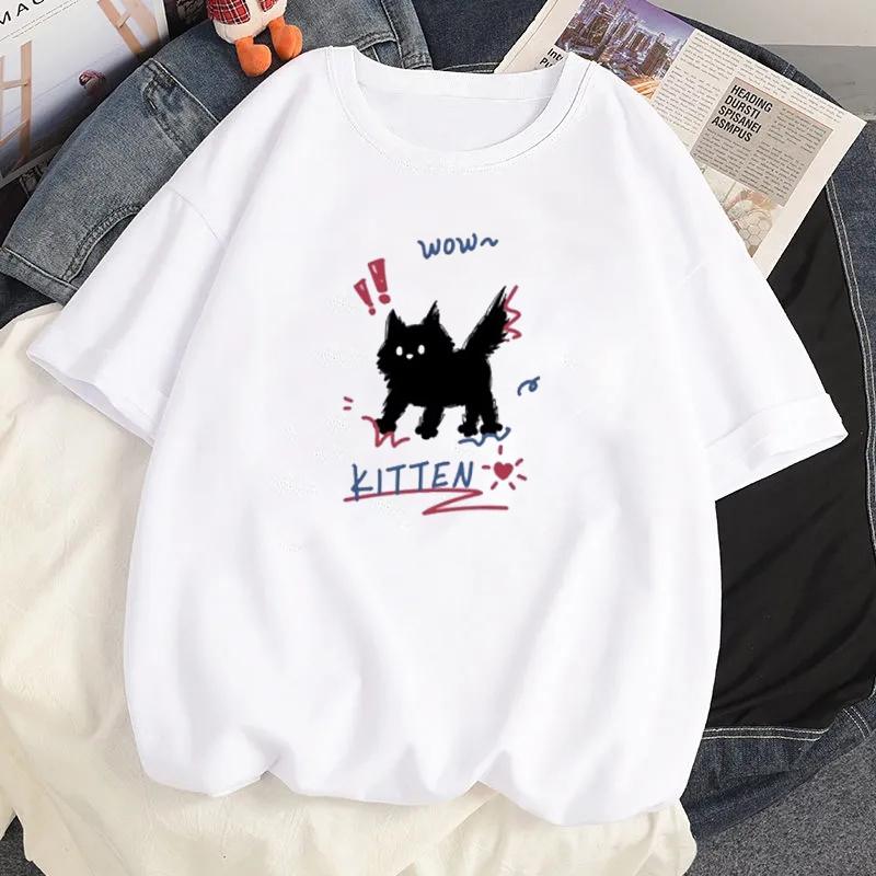Каваи Милый Котенок Щенок Графическая Блузка Лучший Друг Короткий Рукав Женская Парная Футболка Y2k Одежда для Подруг Уличная Одежда Топы