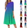 Women's Casual Fashion Round Neck Three Quarter Sleeve Print Midi Dress