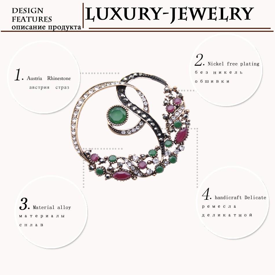 New Women's Floral Rattan Brooch Antique Gold Multi-color Resin Floral Brooch Ladies Royal Jewelry