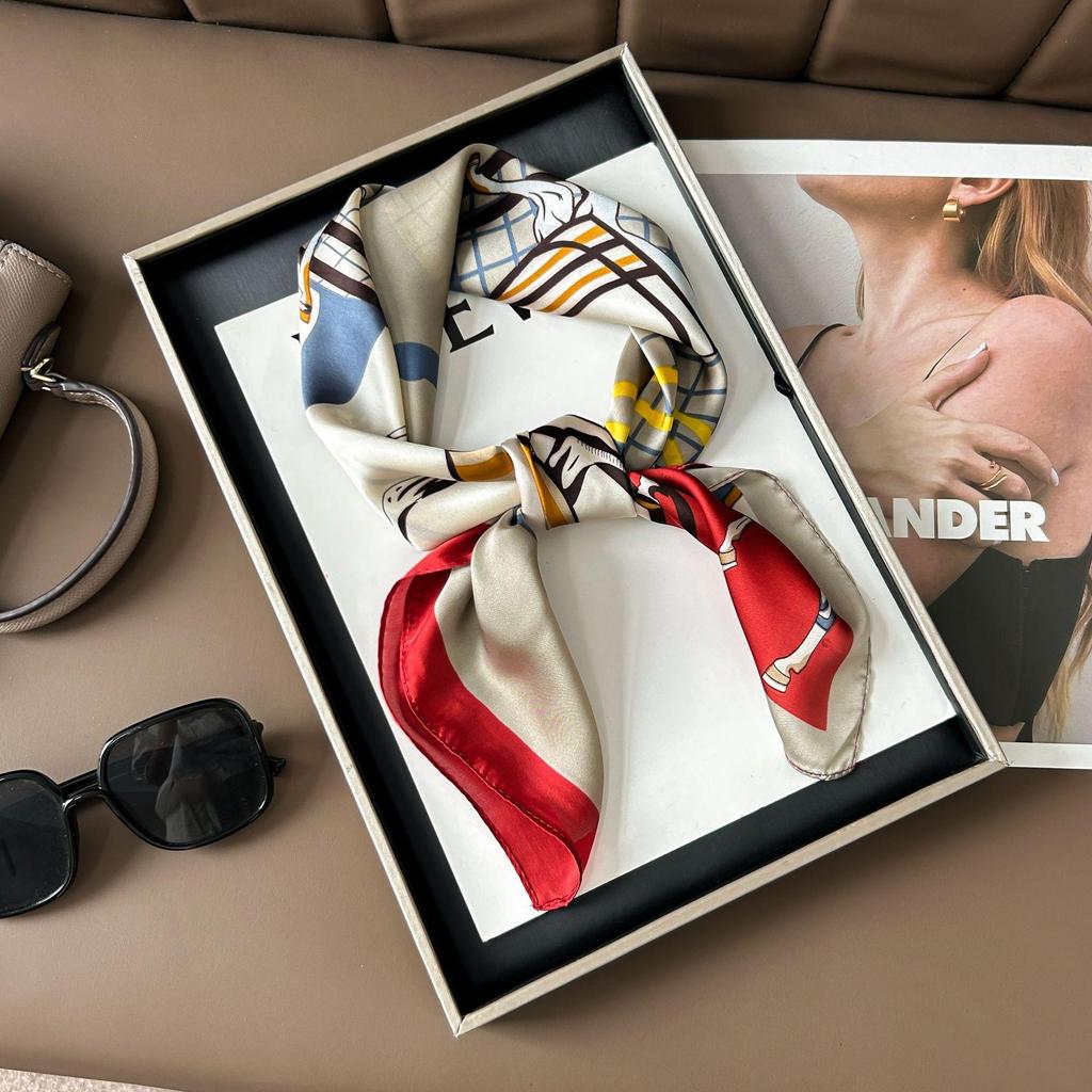 Шелковый шарф премиум-класса с принтом в корейском стиле - Универсальный модный аксессуар