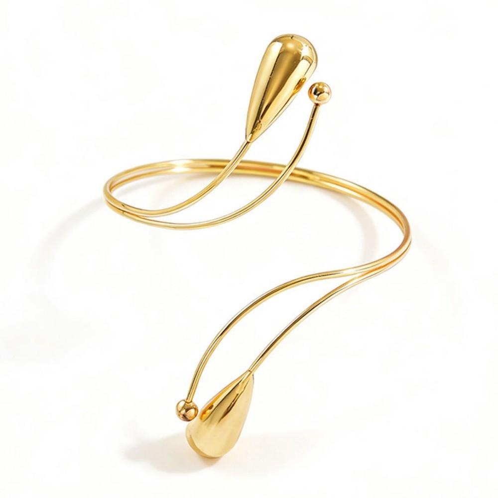 Spiral Twisted Open Cuff Armlet Geometric Water Drop Bangle Jewelry Accessories