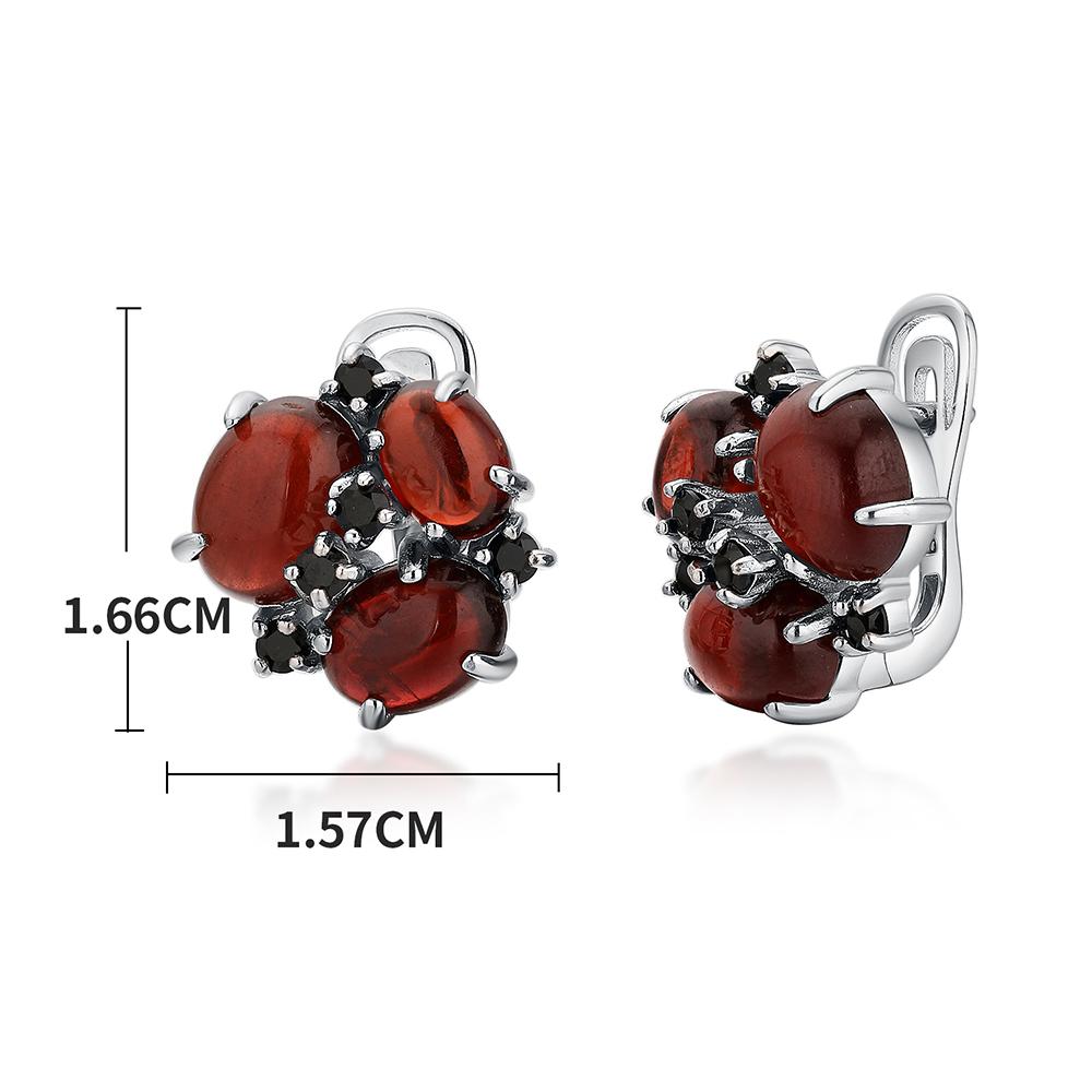 Серьги-кольца из стерлингового серебра 925 пробы с натуральным красным гранатом, комплект ювелирных изделий, женский модный простой дизайн, подарок на годовщину
