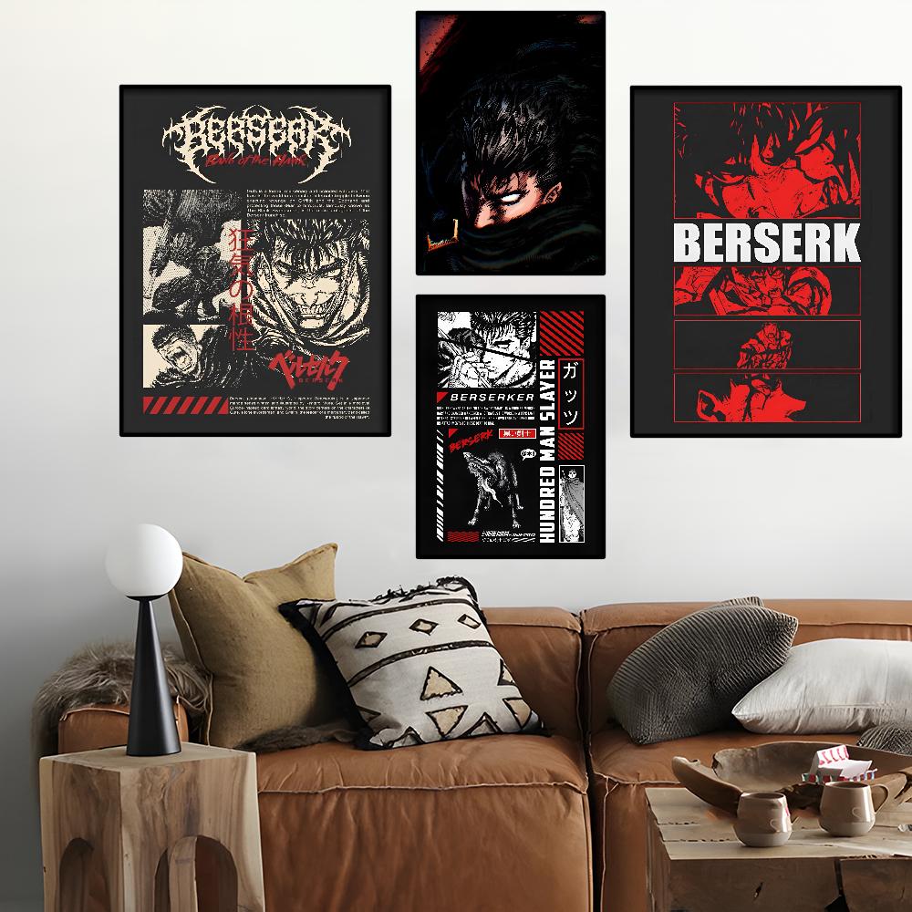 Аниме B-berserk-k Плакат Самоклеящаяся Художественная Водонепроницаемая Бумажная Наклейка Кофейня Бар Комната Декор Стены