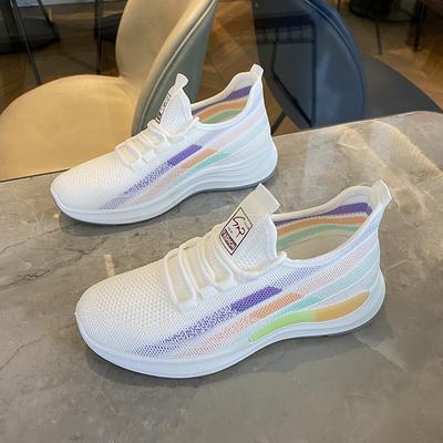 Спортивная обувь, женские портативные кроссовки, весенне-летние дышащие женские туфли из воздушной ткани на мягкой подошве с белыми туфлями