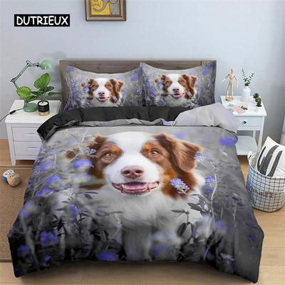 Милый комплект постельного белья для собак из микрофибры 3D Pet Puppy пододеяльник с изображением животных пододеяльник Single Queen King для детей для мальчиков и девочек в спальню
