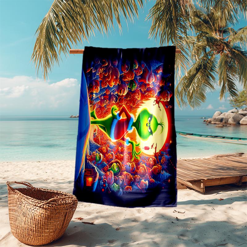 Grinch beach towel Outdoor camping Beach towel for vacation swim Outdoor pool Absorbent bath towel
