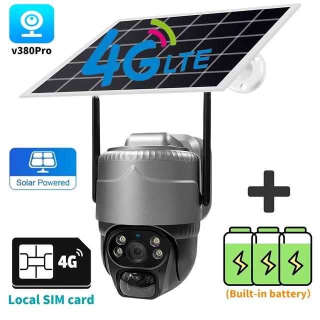 V380 Pro PIR Detection PTZ Беспроводная наружная камера видеонаблюдения Wifi 4G SIM Солнечная панель IP Автоматическое отслеживание CCTV