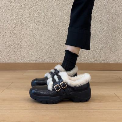 Однотонные туфли из овечьей шерсти, женская зимняя обувь на плоской подошве, бархатные, в стиле ретро, из лакированной кожи, с квадратным носком и толстым каблуком, туфли Мэри Джейн