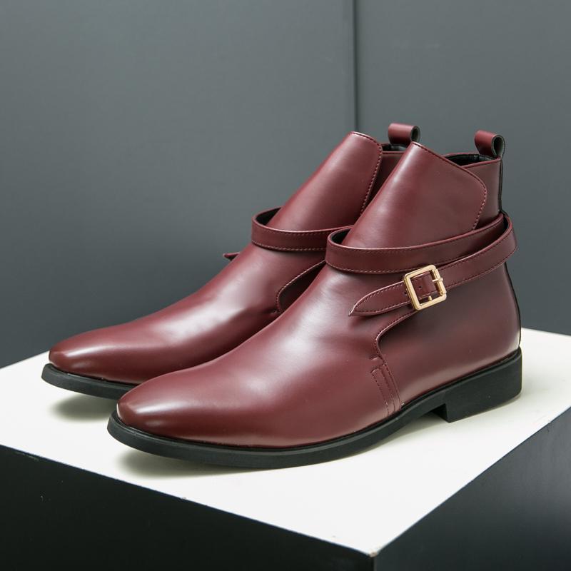 Модные роскошные мужские кожаные сапоги, модные заостренные носки с пряжкой, повседневные кожаные сапоги, модные высокие сапоги для вечеринок, туфли-лодочки