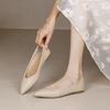 Pointed Flat Shoes Beige Single Shoes Soft Sole Comfortable Ladyshoes Light Mouth Versatile Autumn Shoes Soft Leather Nude Women's Shoes
