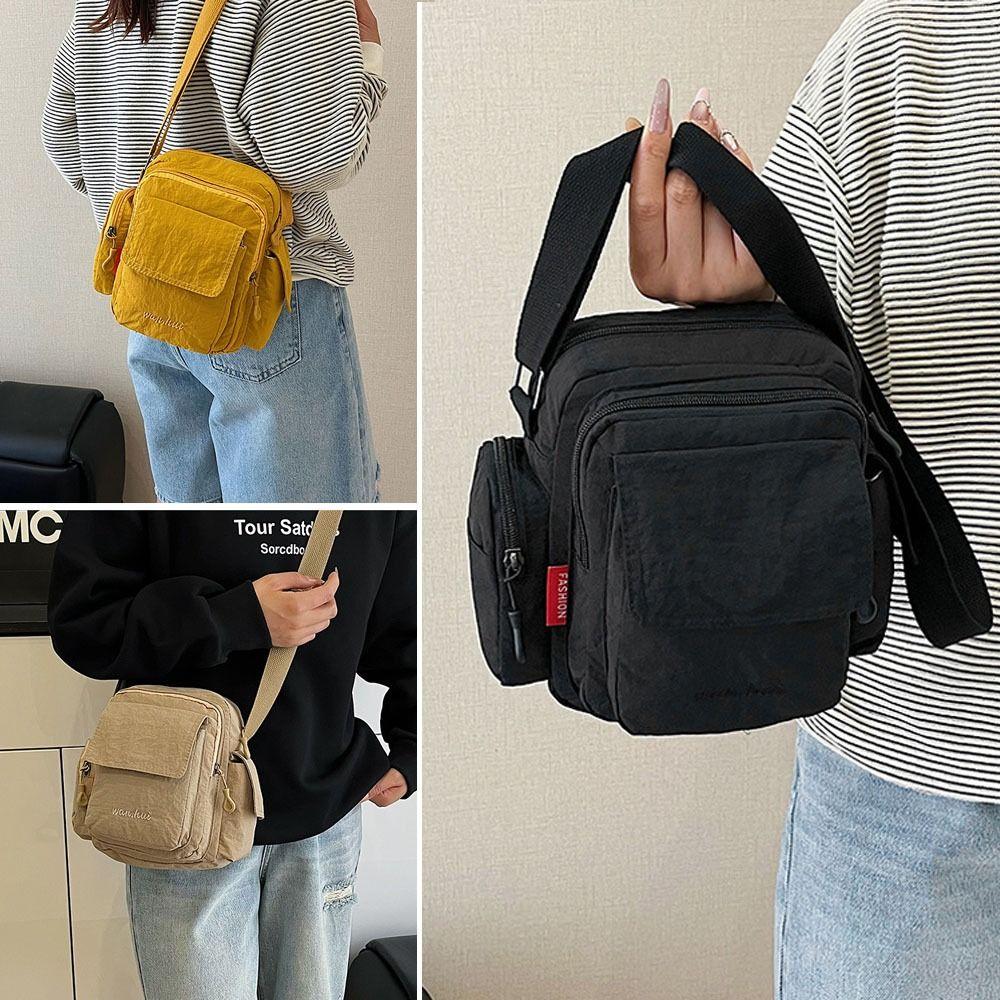 Lightweight Messenger Bag Multiple Slots Adjustable Shoulder Strap Side Backpack Nylon Phone Bag Suitable for Both Men and Women