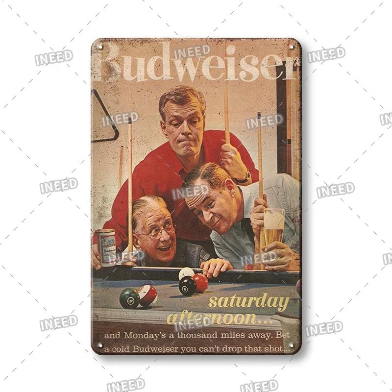 Жестяная табличка Оригинальное ПИВО Budweiser Металлические знаки Забавные металлические постеры Ретро настенная табличка Ретро винтажная тарелка Для настенного декора бара клуба