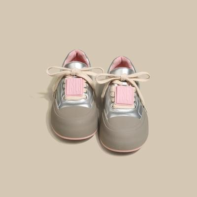 Европейская станционная платформа белые туфли женские 2024 осень новая нишевая цветовая гамма туфли-хлебцы универсальные повседневные низкие кеды