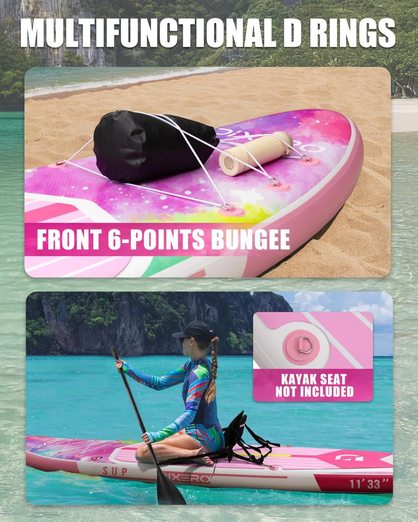 Dixero Надувной Stand Up x Взрослый Очень Широкий Паддлборд с Премиальным Регулируемым Ручным Дном Водонепроницаемая Сумка для Телефона Паддлборд, 11' 33" Аксессуары