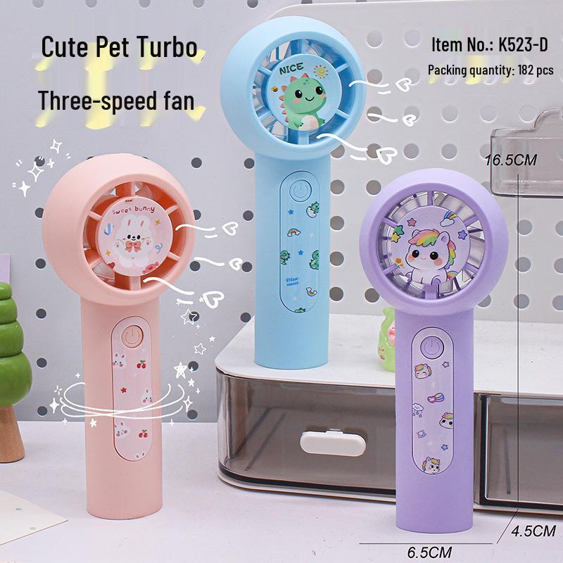 Мультяшный ручной вентилятор Turbo - USB-перезаряжаемый, мощный поток воздуха, портативный для лета