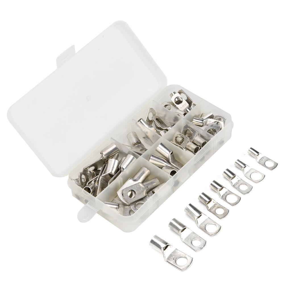 60Pcs Copper Lug Connector Ring Tinned Electrical Wire Terminals Assortment Kit SC6?SC25