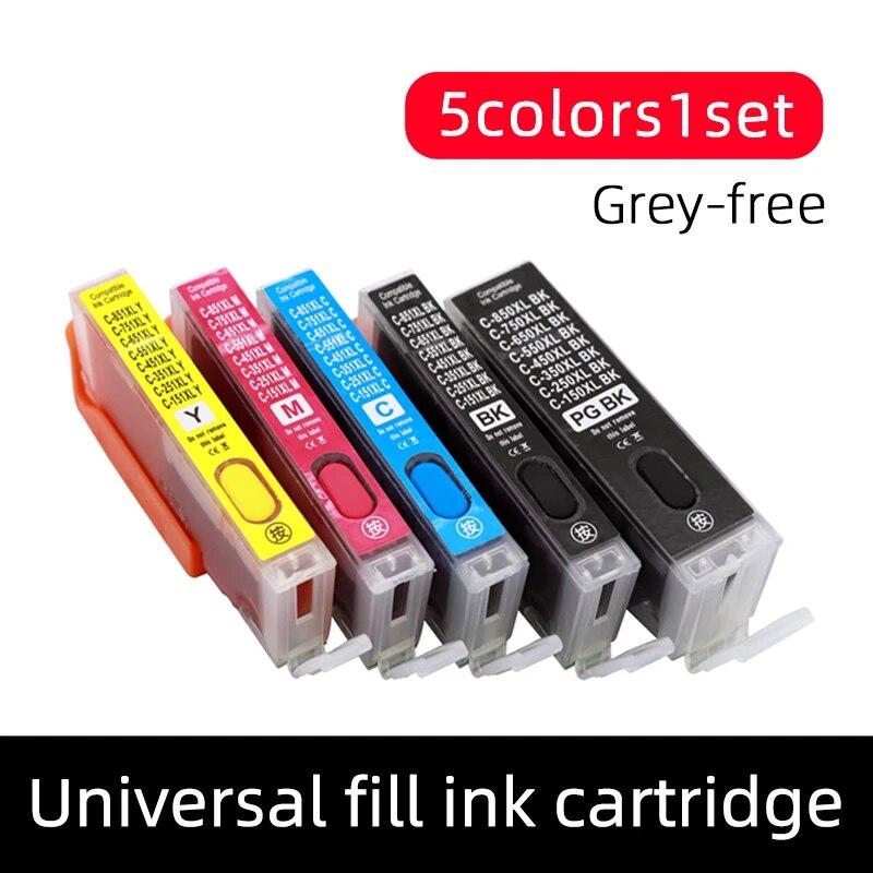 PGI-650 CLI651 Universal Fill Ink Cartridges For Canon MG5400 6460 7160 7560 5460 5560 6360 6660 MX726 926 IX7260 IP8760 Printer