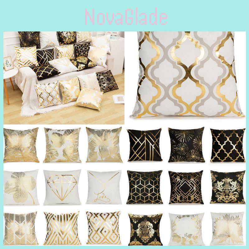 Fadeless Soft Velour Cushion Cover Featuring Bright Colors And Geometric Bronzing Design
