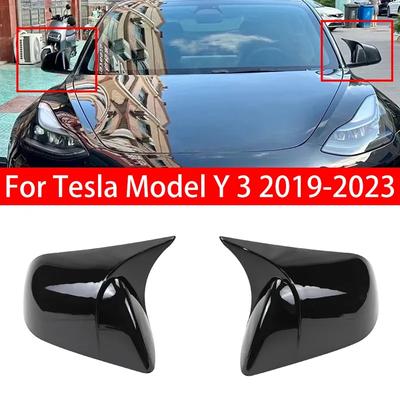 Для Tesla Model Y 3 - Наклейка на крышку бокового зеркала заднего вида автомобиля, колпачок крыла, накладка на корпус наружной двери, углеродное волокно