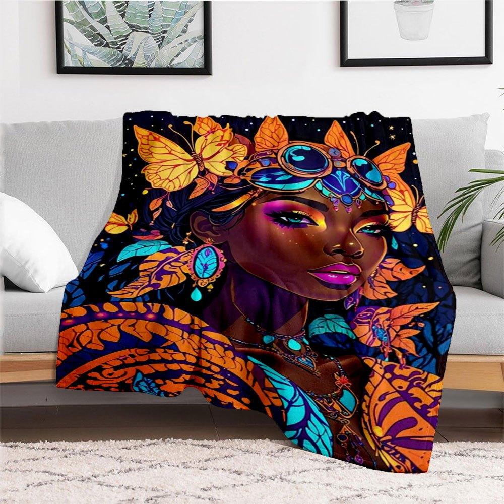 "Enchanted Butterfly Fantasy Fashion: Vibrant, Colorful Women's Clothing"Blanket Flannel Throw Blanket for Sofa, Bed, Travel, Camping, Offic