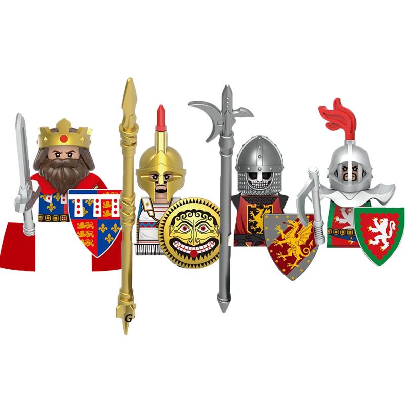 Средневековый Солдат Рыцарь Фигурка MOC Строительный Блок Зеленый Дракон Замок Пехота Орки Пират Римская Кавалерия Оружие Игрушки Подарки D122