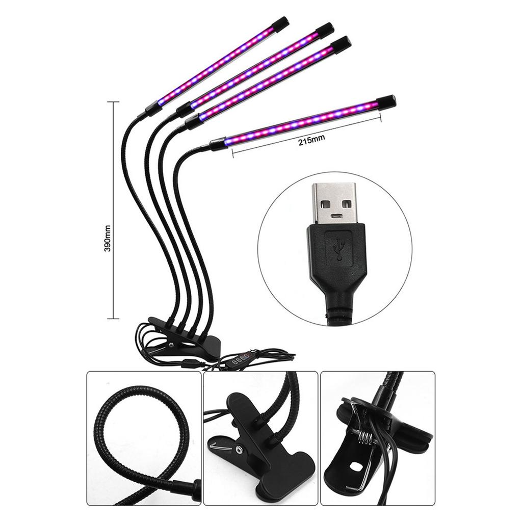 Прищепка Лампа для выращивания растений, цветов, суккулентов, USB, полный спектр, для выращивания в помещении, питомник, пополняющий, водонепроницаемый свет, 3 ч, 9 ч
