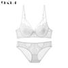 DKGEA Women Ultrathin Sexy Underwear Set Plus Size Bra Lace