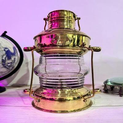 Латунь, медь, масляная лампа с якорем, Leeds Burton Nautical Maritime, 35,56 см, корабельный фонарь, деревенский домашний декор, подарки