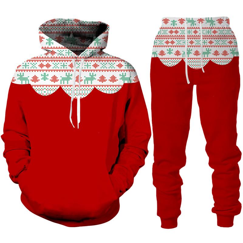 Funny Christmas Theme 3D Print Costume Men/Women Casual Hoodie Pants Outfits Set New Year Party Holiday Streetwear Clothing Suit