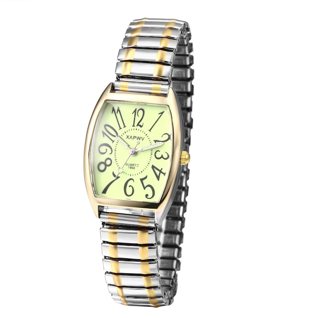 Square Analog Watch with Elastic and Cute Stainless Steel Watch with One Size Fits Waterproof Quartz Gold or Fashion Accessory Perfect for or Gifts