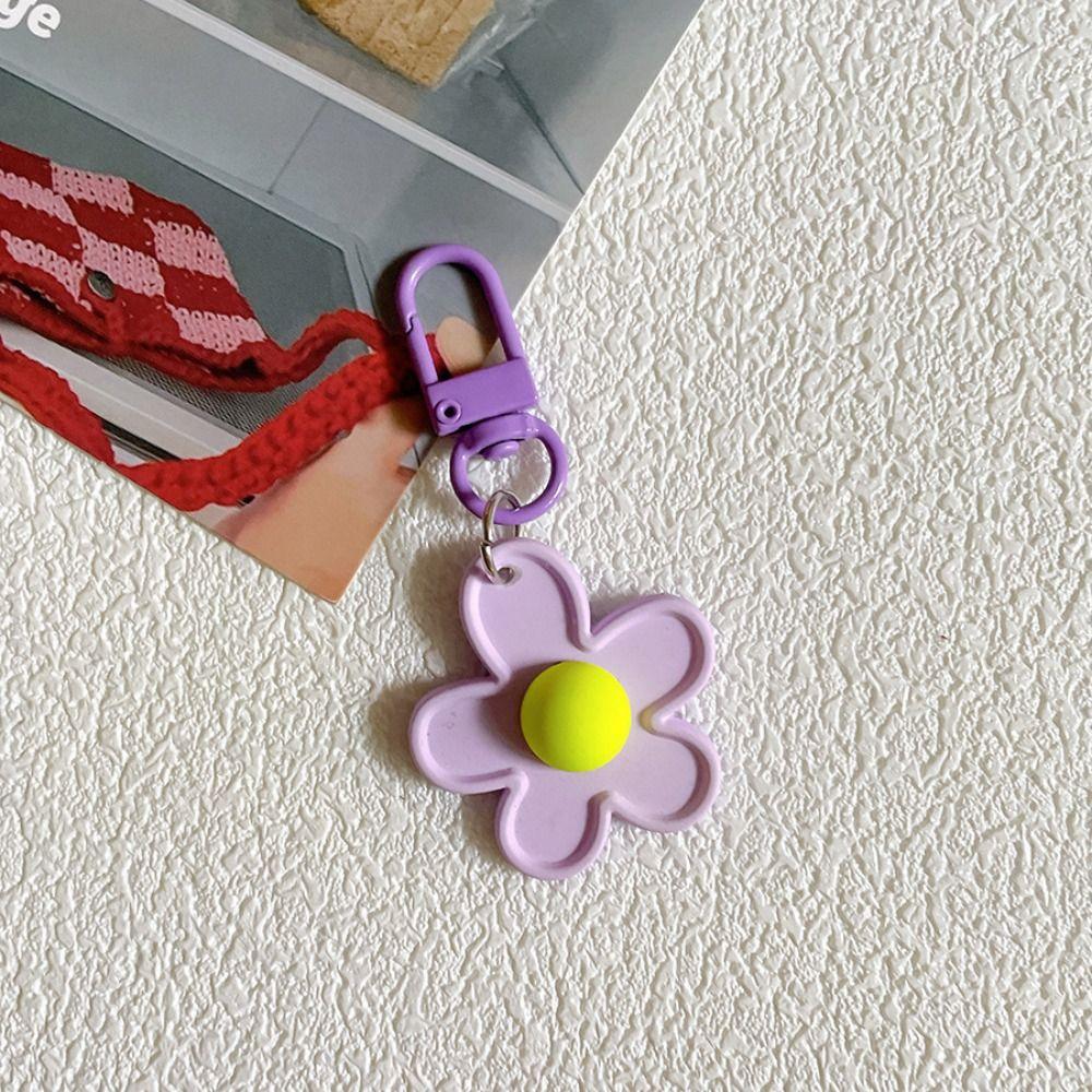 Брелок в виде цветка из мультфильма, брелок из смолы, забавный брелок для сумки, подвеска для автомобильного ключа