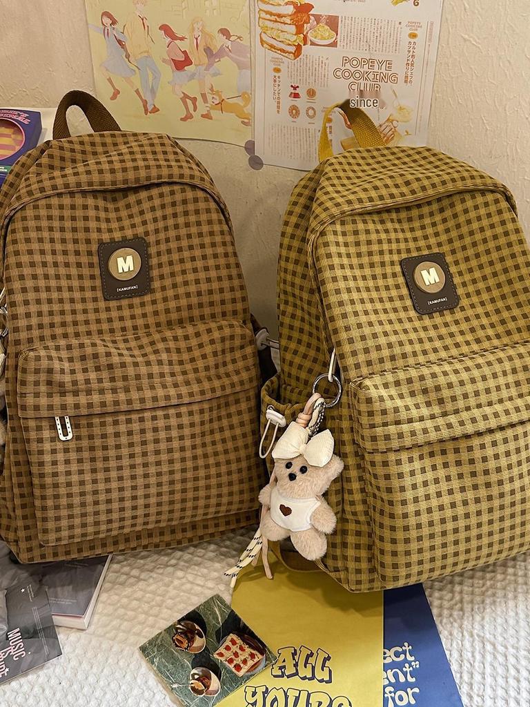 Japanese Retro Plaid Backpack for Women - Lightweight Autumn/Winter Bag for Middle and High School Girls