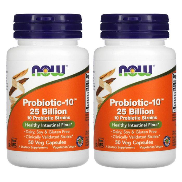 Now Foods Probiotic-10 25 Billion CFU 50 Veg Capsules - Twin Pack