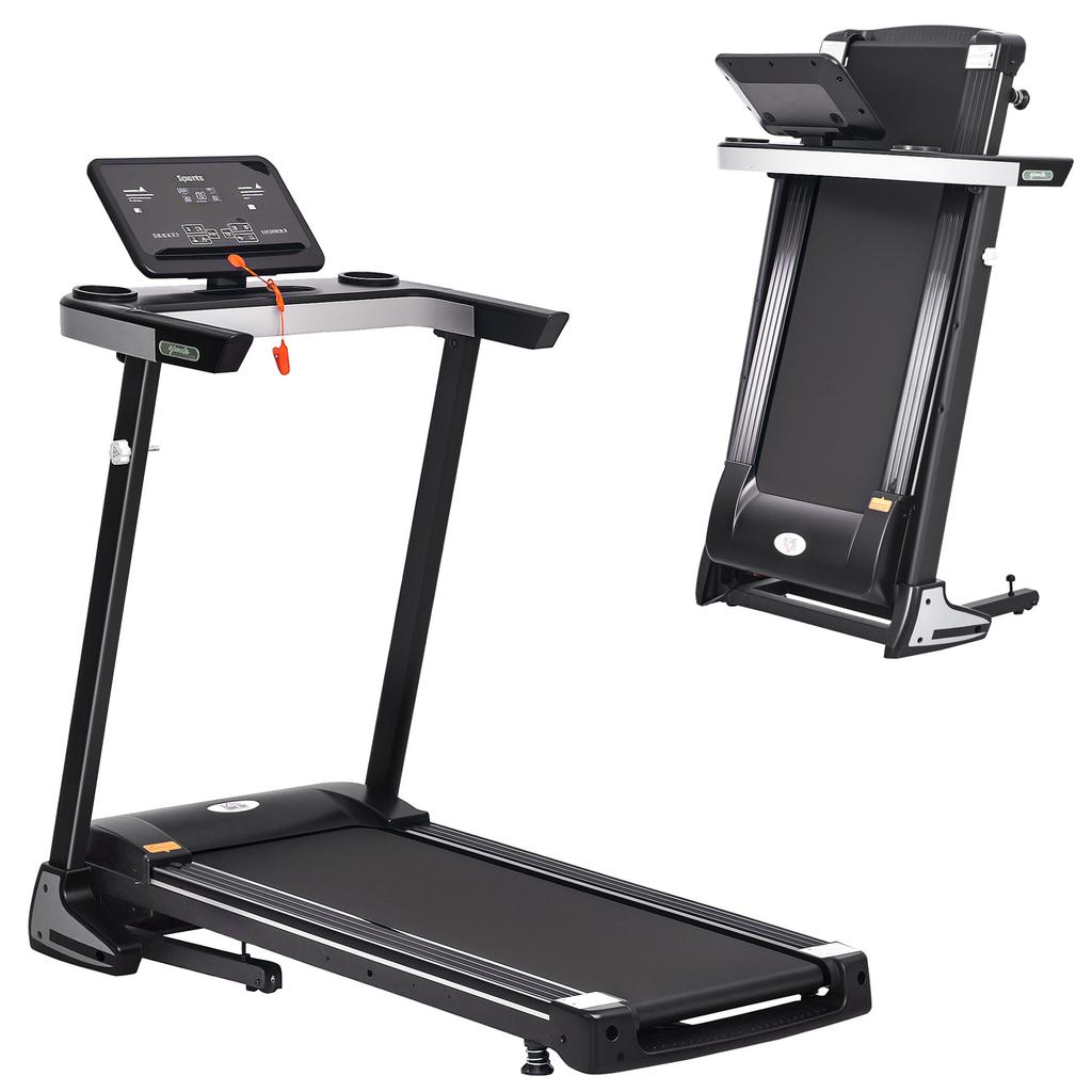 Folding Treadmill for Home Motorised Running Machine w/ LCD Display Black