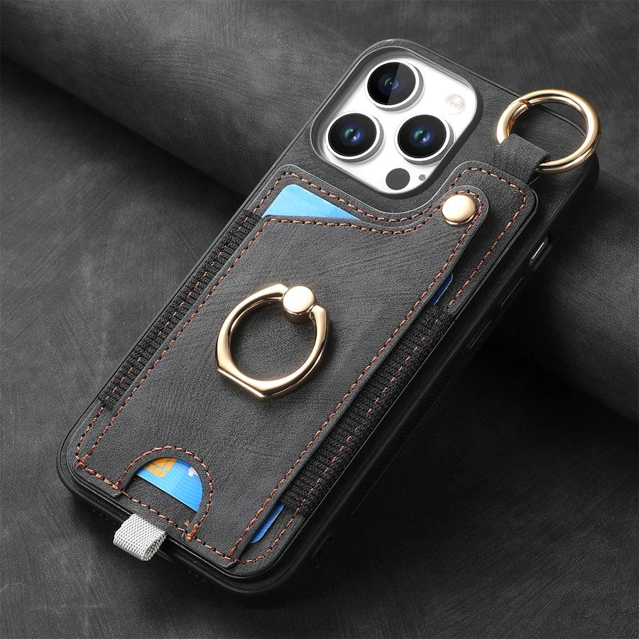 Кольцо-подставка, держатель для карточек, чехол-кошелек для iPhone, Samsung, Xiaomi, Google, задняя крышка из искусственной кожи