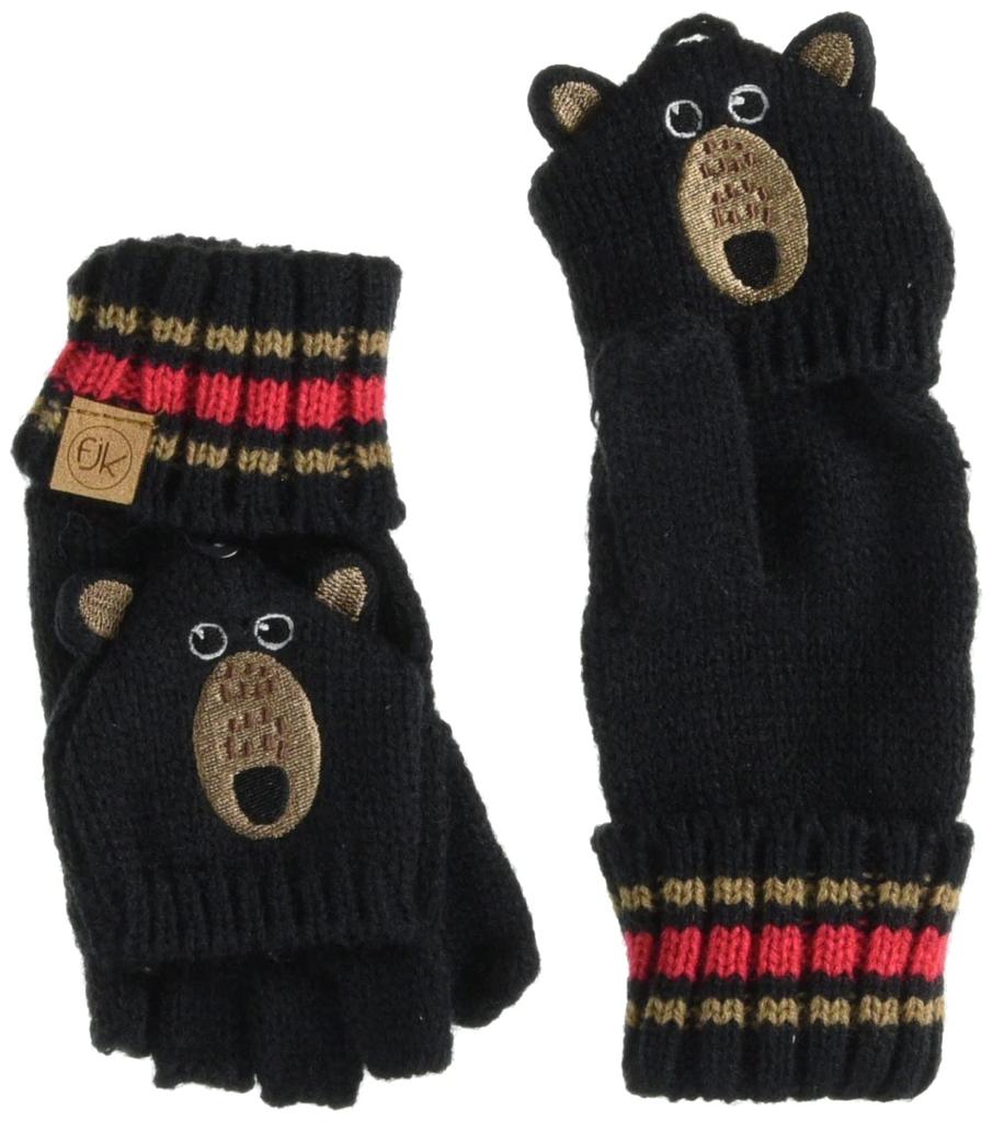 Flapjack Kids Knit Gloves FJKKG797L Ages Years and Up Black, 4-6