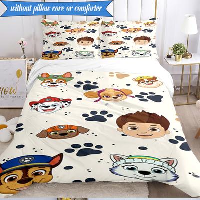 3PCS Dog Paw Adventure Bedding Set,Including 1pc Duvet Cover And 2pcs Pillowcases Perfect for Bedroom, Dormitory, Fan Christmas Gift