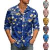 Мужской диско-костюм 70-х с пайетками Блестящая рубашка для праздничной новогодней ночи Гавайская рубашка на пуговицах Мужская рубашка Не требующая глажки Винтажная блестящая рубашка