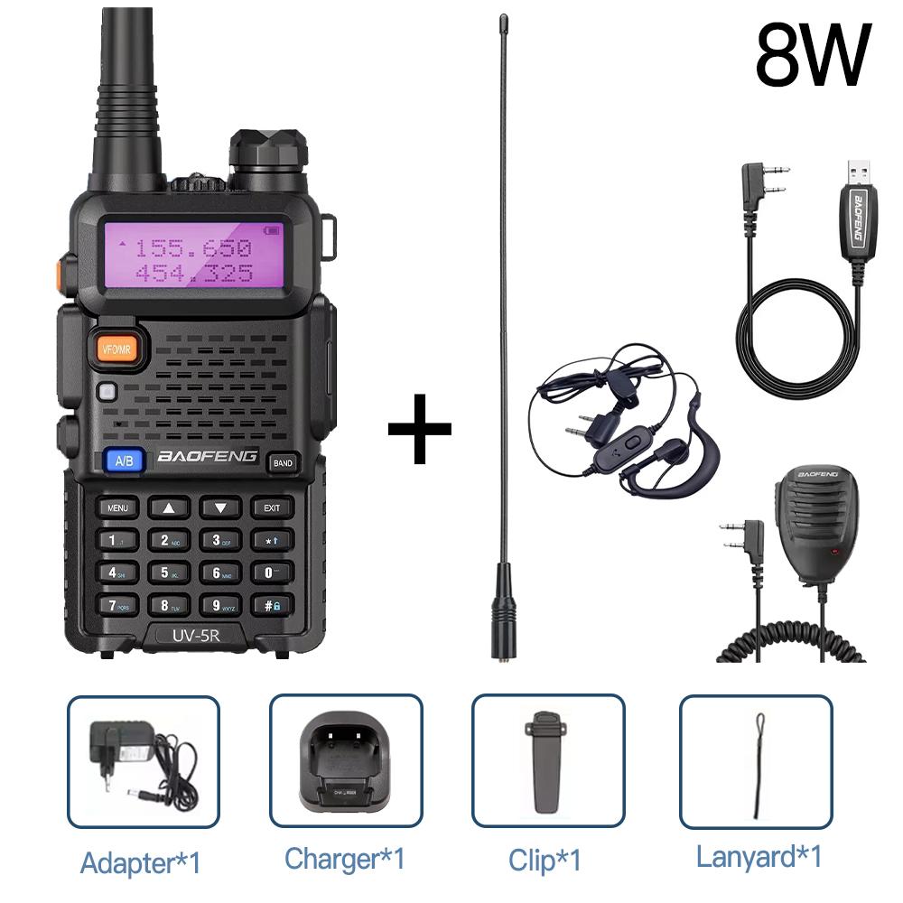 Baofeng UV-5R 8W Tri-Power Walkie Talkie High Power Dual Band Long Range 128CH Portable Handheld UV 5R Amateur FM Two Way Radio