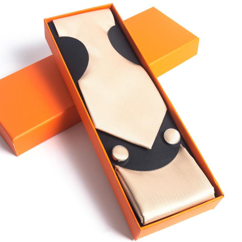 Мужской галстук с квадратной манжетой, подарочный набор в деловой повседневной оранжевой подарочной коробке