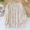 2025 New Spring/Summer Women's Pajama Top 100% Pure Cotton Thin Fresh Sweet Home Furnishing Single Piece Long Sleeved Top Ladies