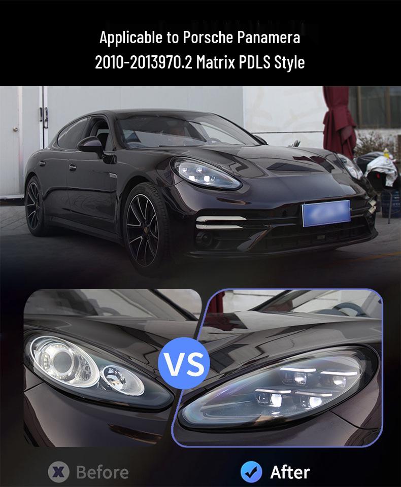 Compatible with 2014-2016 Porsche Panamera Headlight Assemblies, LED Matrix Headlights for 2024.