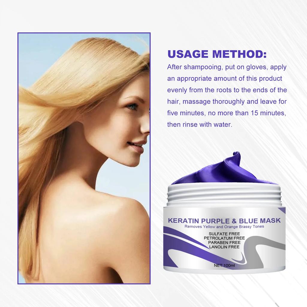 Фиолетовая маска для волос увлажняющая, от секущихся кончиков, после завивки, для сухих и раздраженных волос, смягчающая маска для волос