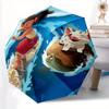 Moana & Happy Pig Automatic Opening and Closing Umbrella, Lightweight 3-Fold, With Cute Cartoon Characters, Suitable for Home, Outdoor and D