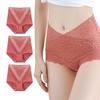 Veimia Lace Sexy Seamless Lace Breathable and Tummy 3 Size M High-Waist Panties, Panties, Deep-Length, Stretchy, Butt-Lifting, Control, Non-Steamy,