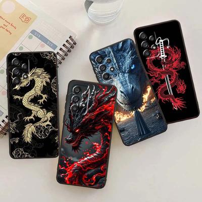 Модная иллюстрация дракона для Samsung A73 A72 A71 A55 A54 A53 A52 A51 A13 A22 A16 A15 A12 A14 A26 A07 5G Черный чехол для телефона